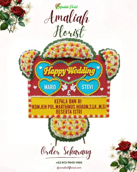 Papan Bunga Pernikahan Guci